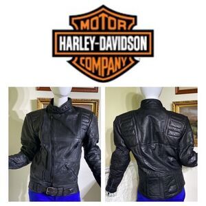 Vintage Hein Gericke AMF Harley Davidson Motorcycle Racing Black Leather Jacket
